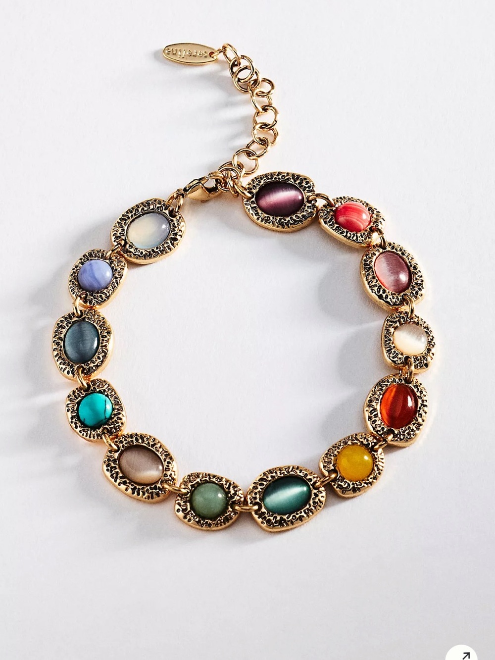 Anthropologie Multicolor Stone Gold-Tone Bracelet -extender ! New